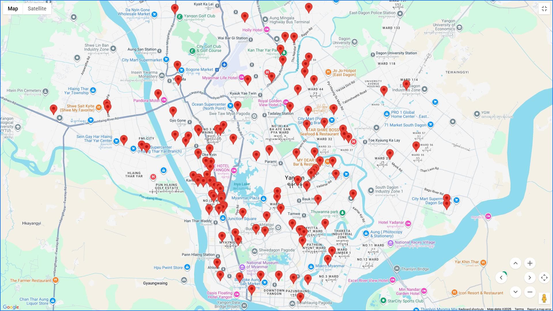 Installation locations map
